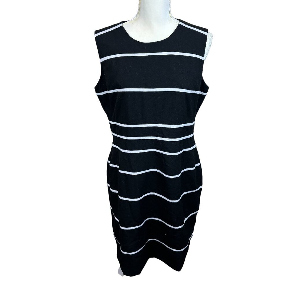 Black and White Striped Sleeveless Dress